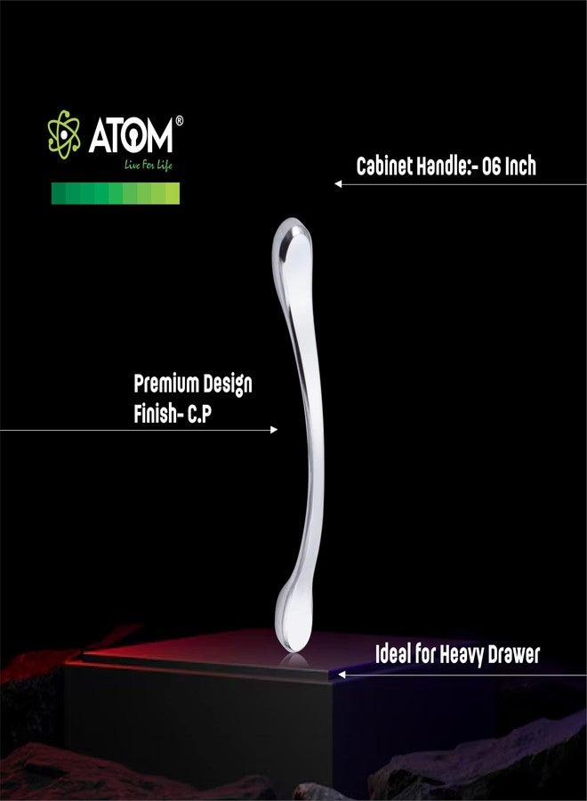 Atom 6.5 Inch Zinc Handle | CP Finish | Cabinet Grip, Wardrobe Fitting, Cupboard Bar, Drawer Knob | Pack of 2 | CH-548 - Image 2